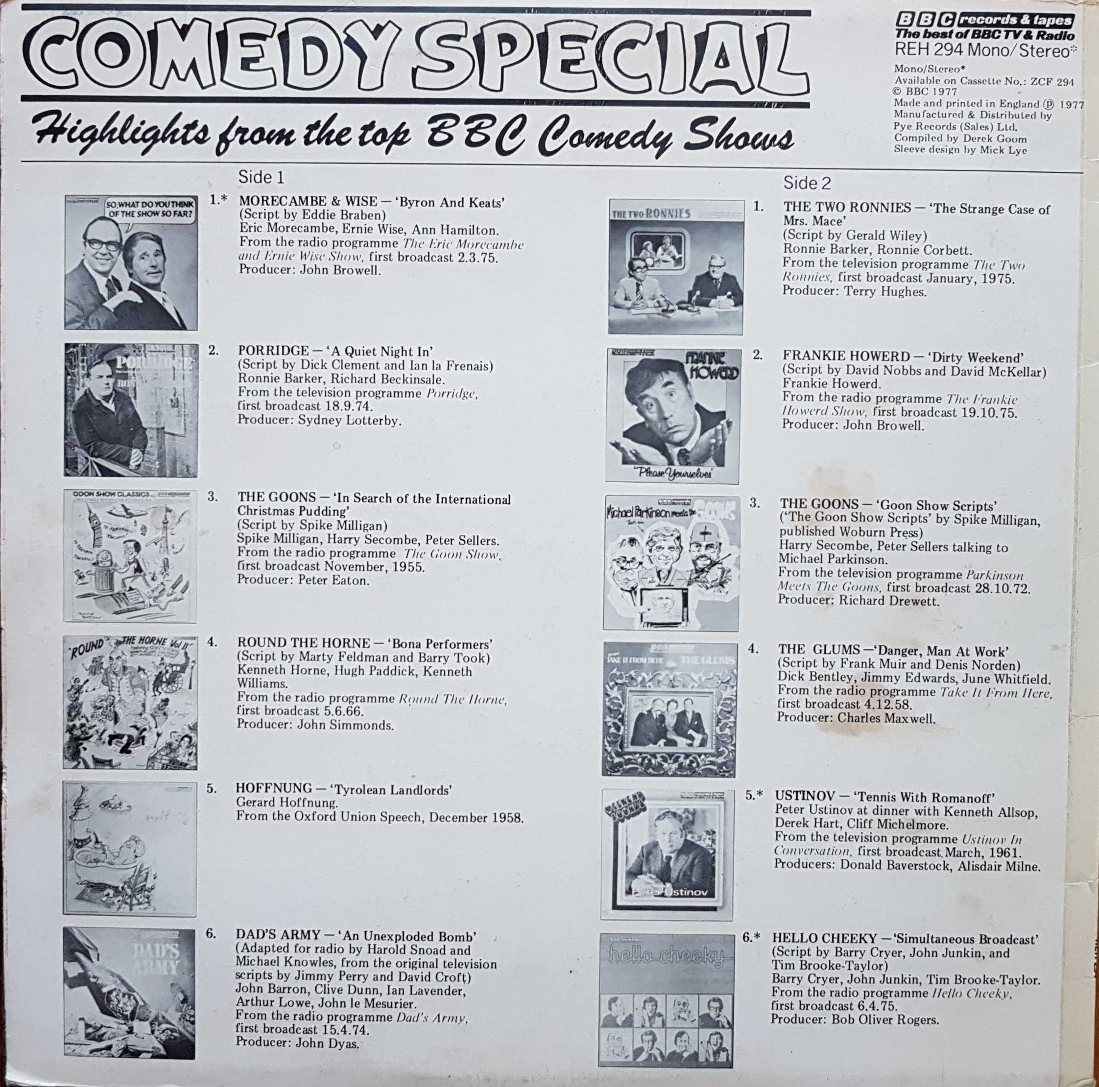 Picture of REH 294 Comedy special by artist Various from the BBC records and Tapes library